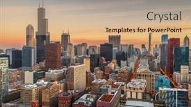  Presentation with chicago - Colorful presentation design enhanced with chicago-illinois-usa-aerial-cityscape backdrop and a coral colored foreground