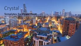  Presentation with chicago - Cool new theme with chicago-illinois-usa-aerial-cityscape backdrop and a teal colored foreground