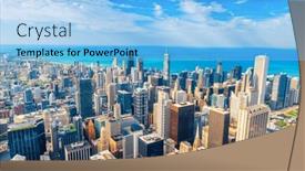  Presentation with chicago - Presentation theme having chicago-illinois-usa-aerial-downtown background and a light blue colored foreground