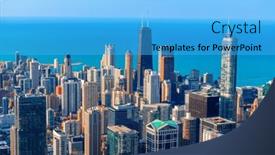  Presentation with chicago skyline - Presentation design consisting of chicago-illinois-usa-aerial-downtown background and a  colored foreground