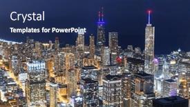  Presentation with chicago skyline - Presentation theme featuring chicago-illinois-usa-aerial-skyline background and a navy blue colored foreground