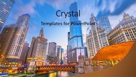  Presentation with chicago - Cool new presentation theme with chicago illinois usa cityscape backdrop and a light blue colored foreground