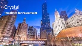  Presentation with chicago - Slide deck having chicago-illinois-usa-cityscape background and a cobalt blue colored foreground