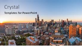  Presentation with city chicago - PPT theme having chicago-illinois-usa-downtown-city background and a light blue colored foreground
