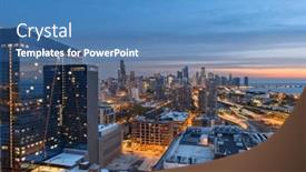  Presentation with city chicago - PPT theme featuring chicago-illinois-usa-downtown-city background and a teal colored foreground