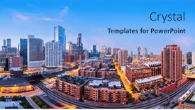  Presentation with chicago - Presentation theme consisting of chicago-illinois-usa-downtown-cityscape background and a light blue colored foreground