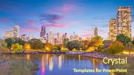  Presentation with lincoln - Slide deck enhanced with chicago illinois usa downtown skyline background and a tawny brown colored foreground