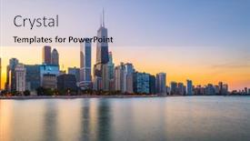  Presentation with chicago skyline - PPT layouts having chicago-illinois-usa-downtown-skyline background and a light blue colored foreground