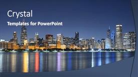  Presentation with chicago skyline - Presentation design consisting of chicago-illinois-usa-downtown-skyline background and a ocean colored foreground