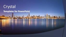  Presentation with chicago - Presentation having chicago-illinois-usa-downtown-skyline background and a ocean colored foreground