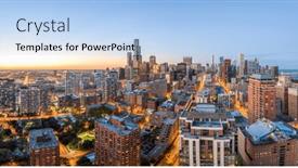  Presentation with chicago skyline - PPT layouts having chicago-illinois-usa-downtown-skyline background and a light blue colored foreground