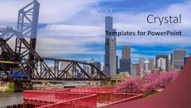  Presentation with chicago skyline - Presentation theme featuring chicago-illinois-usa-park background and a light blue colored foreground