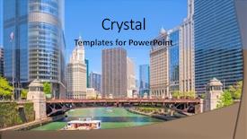  Presentation with chicago skyline - Slide set consisting of chicago illinois usa sightseeing cruise background and a light blue colored foreground