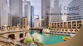  Presentation with chicago - Cool new theme with chicago-illinois-usa-sightseeing-cruise backdrop and a light blue colored foreground