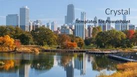  Presentation with skyline - Slide set with chicago-illinois-usa-with-lincoln background and a light blue colored foreground