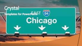  Presentation with chicago - Audience pleasing presentation theme consisting of chicago interstate 94 east highway backdrop and a teal colored foreground