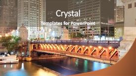  Presentation with chicago river walk urban - Cool new PPT layouts with chicago river walk with urban backdrop and a tawny brown colored foreground