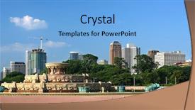  Presentation with chicago skyline - Beautiful presentation featuring chicago's skyline with buckingham fountain in the foreground backdrop and a light blue colored foreground