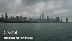  Presentation with chicago skyline - Presentation enhanced with chicago skyline and lake michigan on an overcast day background and a dark gray colored foreground