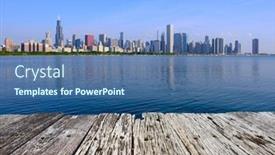  Presentation with chicago skyline - Slides with chicago-skyline-in-the-morning background and a ocean colored foreground
