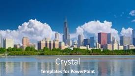 Presentation with chicago - Presentation design featuring chicago-skyline-in-the-morning background and a seafoam green colored foreground