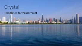  Presentation with chicago skyline - Beautiful presentation theme featuring chicago skyline in the morning backdrop and a light blue colored foreground