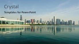  Presentation with chicago skyline - Beautiful presentation theme featuring chicago skyline in the morning backdrop and a light blue colored foreground