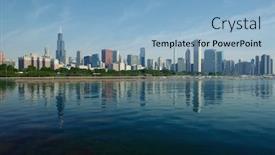  Presentation with chicago skyline - Amazing theme having chicago skyline in the morning backdrop and a light blue colored foreground