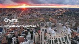  Presentation with chicago skyline - PPT theme consisting of chicago skyline panorama aerial view background and a dark gray colored foreground