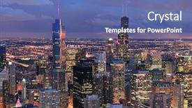  Presentation with chicago skyline - Amazing slide deck having chicago skyline panorama aerial view backdrop and a ocean colored foreground