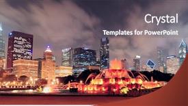  Presentation with chicago skyline - Amazing PPT theme having chicago skyline panorama with skyscrapers backdrop and a gray colored foreground