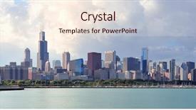  Presentation with chicago skyline - Audience pleasing presentation design consisting of chicago skyline panorama with skyscrapers backdrop and a cream colored foreground