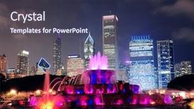  Presentation with chicago - Audience pleasing PPT theme consisting of chicago skyline with skyscrapers backdrop and a tawny brown colored foreground