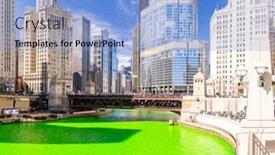  Presentation with green building - Audience pleasing PPT layouts consisting of chicago-skylines-building-along-green backdrop and a light blue colored foreground