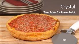  Presentation with chicago - Cool new slide deck with chicago-style-deep-dish-pizza backdrop and a tawny brown colored foreground