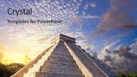  Presentation with pyramid - Amazing theme having chichen itza pyramid el templo backdrop and a light blue colored foreground