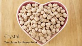  Presentation with peas - Presentation theme consisting of chick-peas-on-the-wooden background and a coral colored foreground