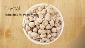  Presentation with chick - Presentation design with chick-peas-on-the-wooden background and a lemonade colored foreground