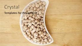  Presentation with peas - Presentation theme featuring chick-peas-on-the-wooden background and a coral colored foreground
