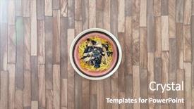  Presentation with asian noodle soup in a - Colorful slides enhanced with chicken and black mushrooms coriander backdrop and a  colored foreground