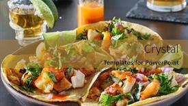  Presentation with grilled chicken - Amazing PPT theme having chicken-and-grilled-pineapple-street backdrop and a gold colored foreground