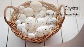  Presentation with easter basket - Cool new PPT layouts with chicken and quail white dotted backdrop and a coral colored foreground