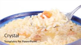  Presentation with soup - PPT theme enhanced with chicken and rice soup background and a lemonade colored foreground