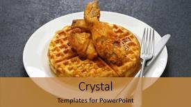  Presentation with food chicken - Colorful slide deck enhanced with chicken and waffles american food backdrop and a gold colored foreground