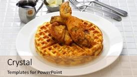  Presentation with food chicken - Audience pleasing PPT layouts consisting of chicken and waffles american food backdrop and a yellow colored foreground