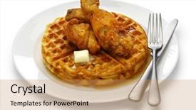  Presentation with food chicken - Slide deck consisting of chicken and waffles american food background and a yellow colored foreground