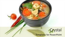  Presentation with rice bags - PPT theme having chicken and wild rice soup background and a blonde colored foreground