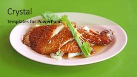  Presentation with food chicken - Presentation theme having chicken as roadside hawker food background and a  colored foreground