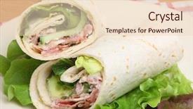  Presentation with bacon - PPT theme consisting of chicken bacon caesar wrap sandwich background and a lemonade colored foreground