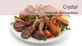  Presentation with foods - Cool new PPT theme with chicken bone - grilled meat foods backdrop and a lemonade colored foreground